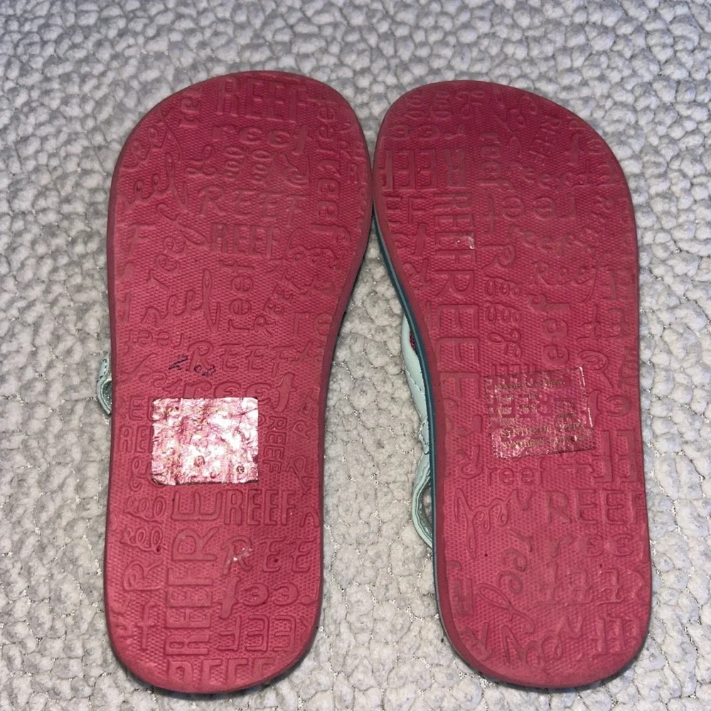 Reef Little Ahi Toddler Kids Sandals Teal Fruit Print Flip Flops Backstrap 11/12